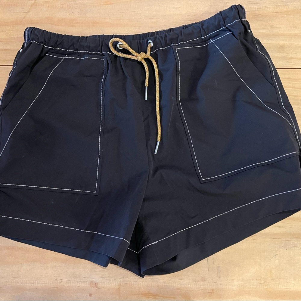 Ganni black nylon sport short size 36